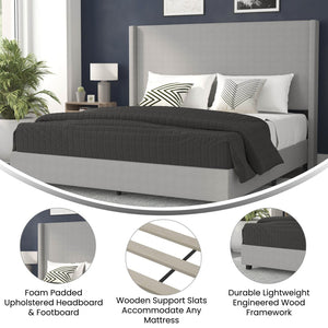 English Elm Quinn Full Upholstered Platform Bed with Wingback Headboard for Modern Comfort & Easy Assembly Gray In Stock. Usually ships in 24 - 48 business hours YK-1077-GY-K-GG