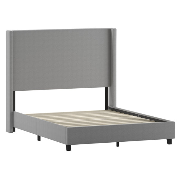 English Elm Quinn Full Upholstered Platform Bed with Wingback Headboard for Modern Comfort & Easy Assembly Gray In Stock. Usually ships in 24 - 48 business hours YK-1077-GY-Q-GG