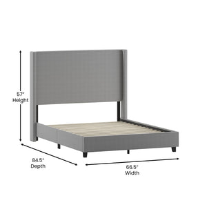 English Elm Quinn Full Upholstered Platform Bed with Wingback Headboard for Modern Comfort & Easy Assembly Gray In Stock. Usually ships in 24 - 48 business hours YK-1077-GY-Q-GG