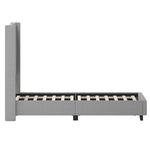 English Elm Quinn Full Upholstered Platform Bed with Wingback Headboard for Modern Comfort & Easy Assembly Gray In Stock. Usually ships in 24 - 48 business hours YK-1077-GY-Q-GG