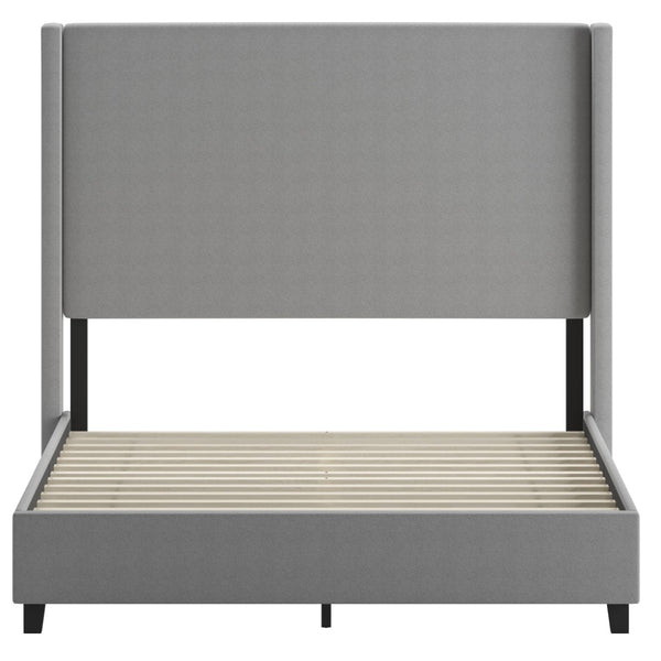 English Elm Quinn Full Upholstered Platform Bed with Wingback Headboard for Modern Comfort & Easy Assembly Gray In Stock. Usually ships in 24 - 48 business hours YK-1077-GY-Q-GG