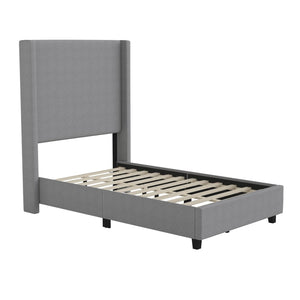 English Elm Quinn Full Upholstered Platform Bed with Wingback Headboard for Modern Comfort & Easy Assembly Gray In Stock. Usually ships in 24 - 48 business hours YK-1077-GY-T-GG