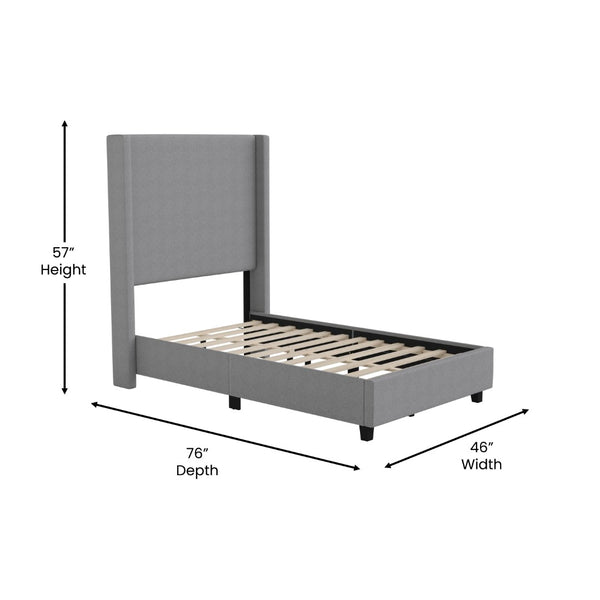 English Elm Quinn Full Upholstered Platform Bed with Wingback Headboard for Modern Comfort & Easy Assembly Gray In Stock. Usually ships in 24 - 48 business hours YK-1077-GY-T-GG