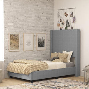 English Elm Quinn Full Upholstered Platform Bed with Wingback Headboard for Modern Comfort & Easy Assembly Gray In Stock. Usually ships in 24 - 48 business hours YK-1077-GY-T-GG