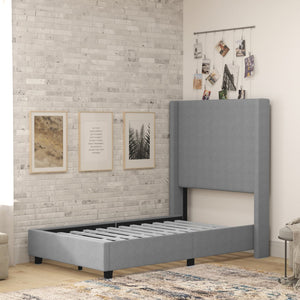 English Elm Quinn Full Upholstered Platform Bed with Wingback Headboard for Modern Comfort & Easy Assembly Gray In Stock. Usually ships in 24 - 48 business hours YK-1077-GY-T-GG