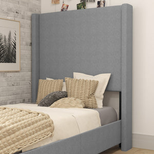 English Elm Quinn Full Upholstered Platform Bed with Wingback Headboard for Modern Comfort & Easy Assembly Gray In Stock. Usually ships in 24 - 48 business hours YK-1077-GY-T-GG