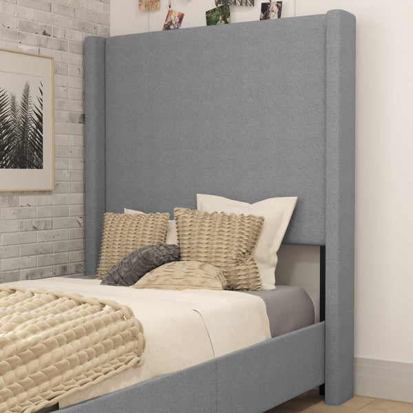 English Elm Quinn Full Upholstered Platform Bed with Wingback Headboard for Modern Comfort & Easy Assembly Gray In Stock. Usually ships in 24 - 48 business hours YK-1077-GY-T-GG