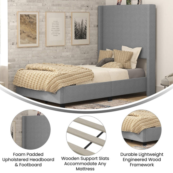 English Elm Quinn Full Upholstered Platform Bed with Wingback Headboard for Modern Comfort & Easy Assembly Gray In Stock. Usually ships in 24 - 48 business hours YK-1077-GY-T-GG