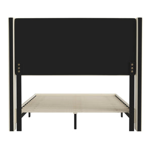 English Elm Hollis Full Upholstered Platform Bed with Wingback Headboard for Stylish, Comfortable Sleep Space Beige In Stock. Usually ships in 24 - 48 business hours YK-1078-BEIGE-F-GG