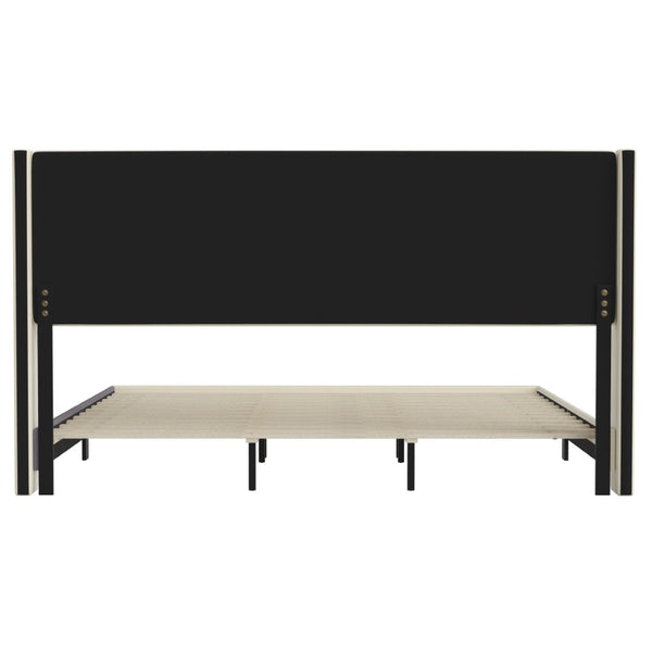 English Elm Hollis Full Upholstered Platform Bed with Wingback Headboard for Stylish, Comfortable Sleep Space Beige In Stock. Usually ships in 24 - 48 business hours YK-1078-BEIGE-K-GG