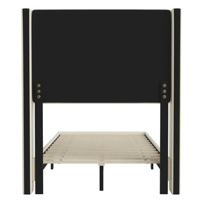 English Elm Hollis Full Upholstered Platform Bed with Wingback Headboard for Stylish, Comfortable Sleep Space Beige In Stock. Usually ships in 24 - 48 business hours YK-1078-BEIGE-T-GG