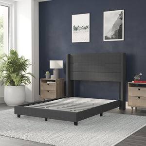 English Elm Hollis Full Upholstered Platform Bed with Wingback Headboard for Stylish, Comfortable Sleep Space Charcoal In Stock. Usually ships in 24 - 48 business hours YK-1078-CHAR-F-GG