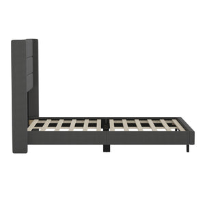 English Elm Hollis Full Upholstered Platform Bed with Wingback Headboard for Stylish, Comfortable Sleep Space Charcoal In Stock. Usually ships in 24 - 48 business hours YK-1078-CHAR-F-GG