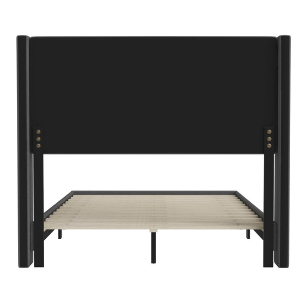 English Elm Hollis Full Upholstered Platform Bed with Wingback Headboard for Stylish, Comfortable Sleep Space Charcoal In Stock. Usually ships in 24 - 48 business hours YK-1078-CHAR-F-GG
