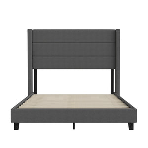 English Elm Hollis Full Upholstered Platform Bed with Wingback Headboard for Stylish, Comfortable Sleep Space Charcoal In Stock. Usually ships in 24 - 48 business hours YK-1078-CHAR-F-GG