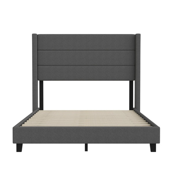 English Elm Hollis Full Upholstered Platform Bed with Wingback Headboard for Stylish, Comfortable Sleep Space Charcoal In Stock. Usually ships in 24 - 48 business hours YK-1078-CHAR-F-GG