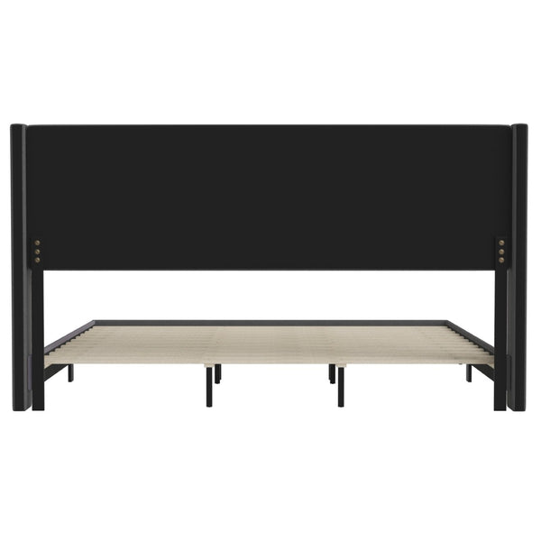 English Elm Hollis Full Upholstered Platform Bed with Wingback Headboard for Stylish, Comfortable Sleep Space Charcoal In Stock. Usually ships in 24 - 48 business hours YK-1078-CHAR-K-GG