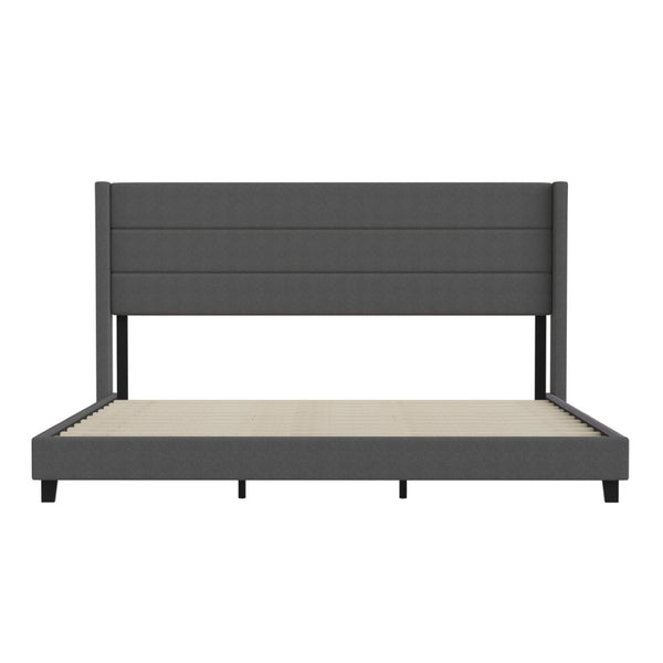 English Elm Hollis Full Upholstered Platform Bed with Wingback Headboard for Stylish, Comfortable Sleep Space Charcoal In Stock. Usually ships in 24 - 48 business hours YK-1078-CHAR-K-GG