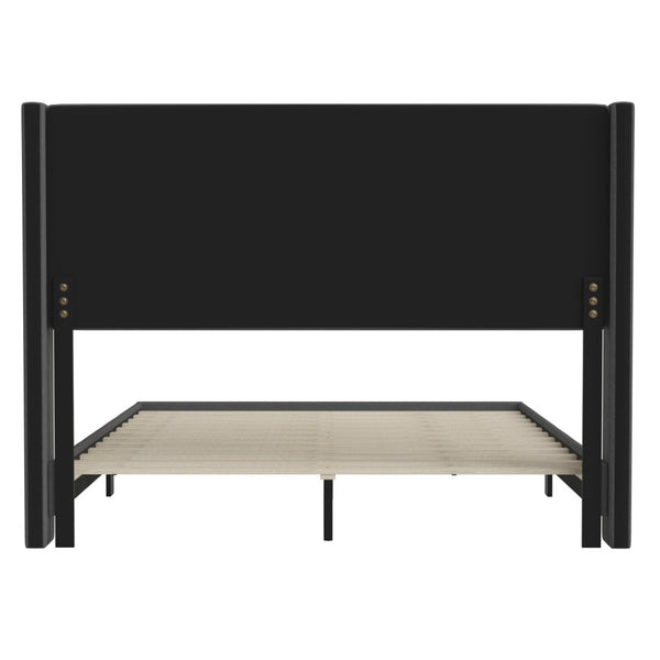 English Elm Hollis Full Upholstered Platform Bed with Wingback Headboard for Stylish, Comfortable Sleep Space Charcoal In Stock. Usually ships in 24 - 48 business hours YK-1078-CHAR-Q-GG