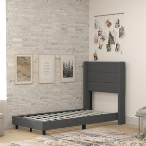 English Elm Hollis Full Upholstered Platform Bed with Wingback Headboard for Stylish, Comfortable Sleep Space Charcoal In Stock. Usually ships in 24 - 48 business hours YK-1078-CHAR-T-GG