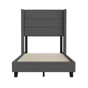 English Elm Hollis Full Upholstered Platform Bed with Wingback Headboard for Stylish, Comfortable Sleep Space Charcoal In Stock. Usually ships in 24 - 48 business hours YK-1078-CHAR-T-GG
