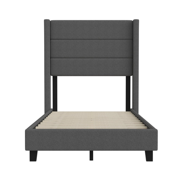 English Elm Hollis Full Upholstered Platform Bed with Wingback Headboard for Stylish, Comfortable Sleep Space Charcoal In Stock. Usually ships in 24 - 48 business hours YK-1078-CHAR-T-GG