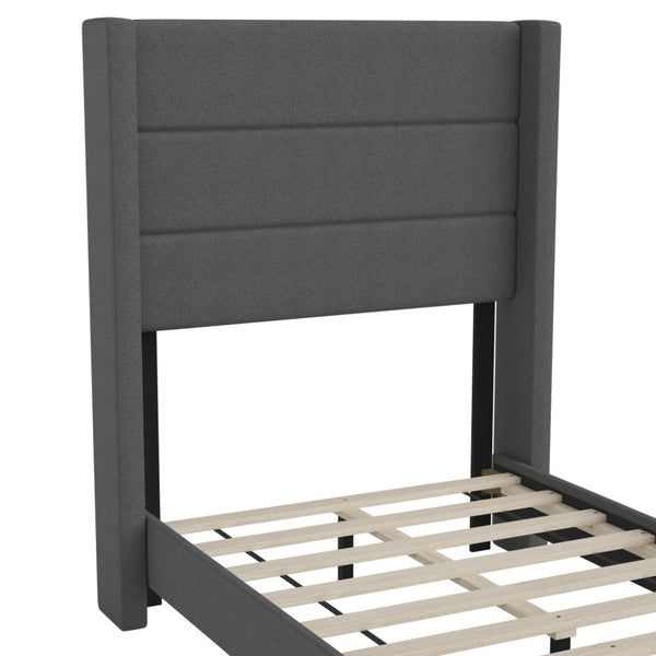 English Elm Hollis Full Upholstered Platform Bed with Wingback Headboard for Stylish, Comfortable Sleep Space Charcoal In Stock. Usually ships in 24 - 48 business hours YK-1078-CHAR-T-GG