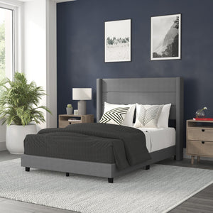 English Elm Hollis Full Upholstered Platform Bed with Wingback Headboard for Stylish, Comfortable Sleep Space Gray In Stock. Usually ships in 24 - 48 business hours YK-1078-GY-F-GG