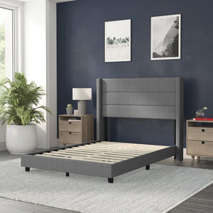 English Elm Hollis Full Upholstered Platform Bed with Wingback Headboard for Stylish, Comfortable Sleep Space Gray In Stock. Usually ships in 24 - 48 business hours YK-1078-GY-F-GG