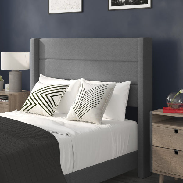 English Elm Hollis Full Upholstered Platform Bed with Wingback Headboard for Stylish, Comfortable Sleep Space Gray In Stock. Usually ships in 24 - 48 business hours YK-1078-GY-F-GG