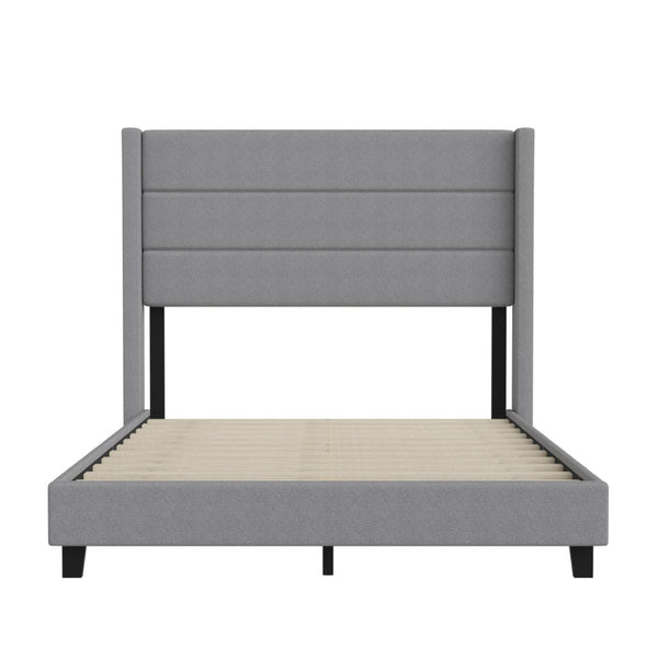English Elm Hollis Full Upholstered Platform Bed with Wingback Headboard for Stylish, Comfortable Sleep Space Gray In Stock. Usually ships in 24 - 48 business hours YK-1078-GY-F-GG