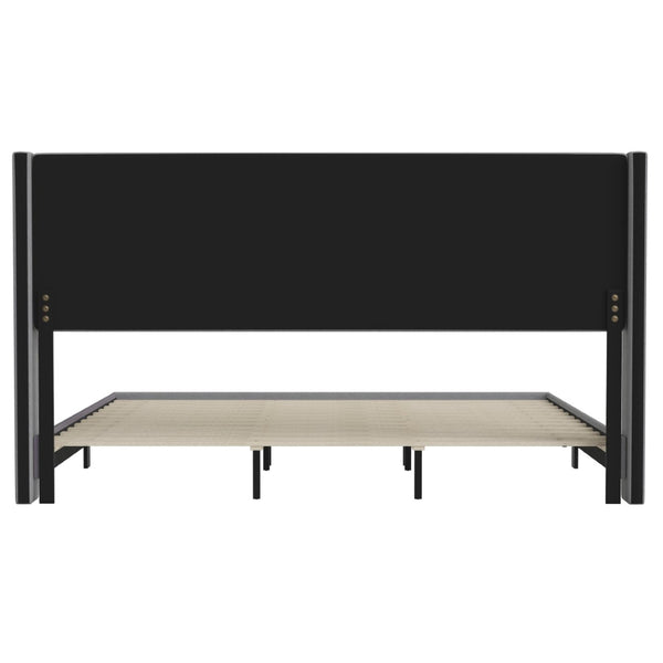 English Elm Hollis Full Upholstered Platform Bed with Wingback Headboard for Stylish, Comfortable Sleep Space Gray In Stock. Usually ships in 24 - 48 business hours YK-1078-GY-K-GG