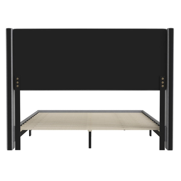 English Elm Hollis Full Upholstered Platform Bed with Wingback Headboard for Stylish, Comfortable Sleep Space Gray In Stock. Usually ships in 24 - 48 business hours YK-1078-GY-Q-GG