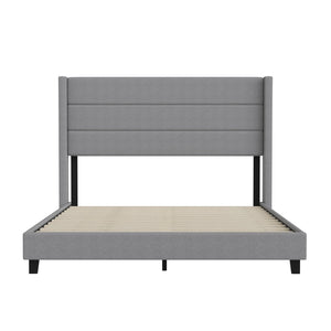 English Elm Hollis Full Upholstered Platform Bed with Wingback Headboard for Stylish, Comfortable Sleep Space Gray In Stock. Usually ships in 24 - 48 business hours YK-1078-GY-Q-GG