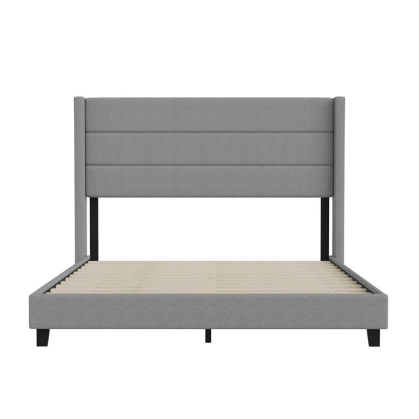 English Elm Hollis Full Upholstered Platform Bed with Wingback Headboard for Stylish, Comfortable Sleep Space Gray In Stock. Usually ships in 24 - 48 business hours YK-1078-GY-Q-GG