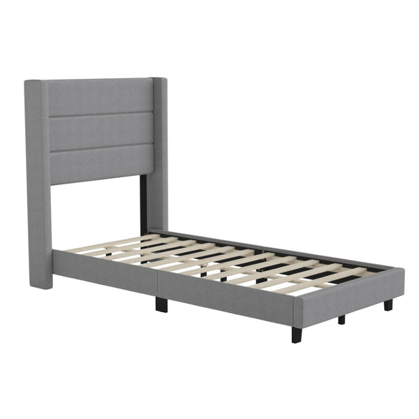 English Elm Hollis Full Upholstered Platform Bed with Wingback Headboard for Stylish, Comfortable Sleep Space Gray In Stock. Usually ships in 24 - 48 business hours YK-1078-GY-T-GG