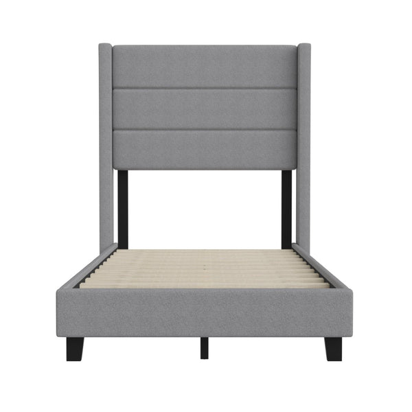 English Elm Hollis Full Upholstered Platform Bed with Wingback Headboard for Stylish, Comfortable Sleep Space Gray In Stock. Usually ships in 24 - 48 business hours YK-1078-GY-T-GG