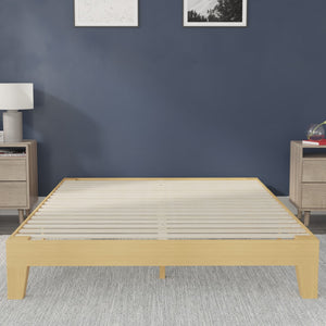 English Elm Evelyn Mid-Century Modern Wood Platform Bed with Sturdy Slats - Easy Assembly & Floor Protection Natural Full YKC-1090-F-NAT-GG
