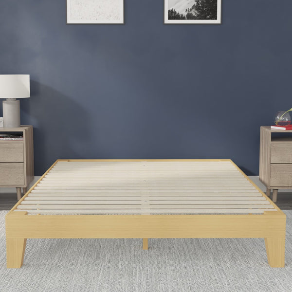 English Elm Evelyn Mid-Century Modern Wood Platform Bed with Sturdy Slats - Easy Assembly & Floor Protection Natural Full YKC-1090-F-NAT-GG