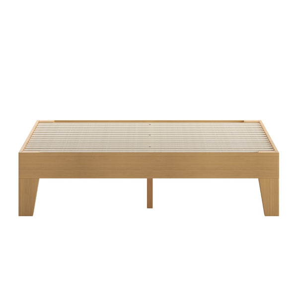 English Elm Evelyn Mid-Century Modern Wood Platform Bed with Sturdy Slats - Easy Assembly & Floor Protection Natural Full YKC-1090-F-NAT-GG