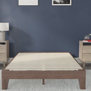 English Elm Evelyn Mid-Century Modern Wood Platform Bed with Sturdy Slats - Easy Assembly & Floor Protection Walnut Full YKC-1090-F-WAL-GG