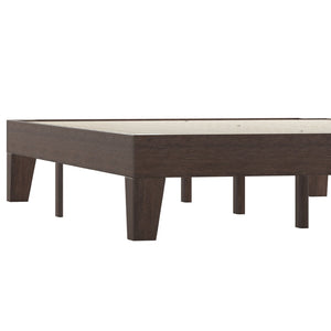 English Elm Evelyn Mid-Century Modern Wood Platform Bed with Sturdy Slats - Easy Assembly & Floor Protection Walnut Full YKC-1090-F-WAL-GG