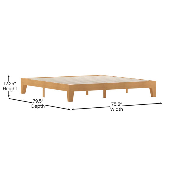 English Elm Evelyn Mid-Century Modern Wood Platform Bed with Sturdy Slats - Easy Assembly & Floor Protection Natural King YKC-1090-K-NAT-GG
