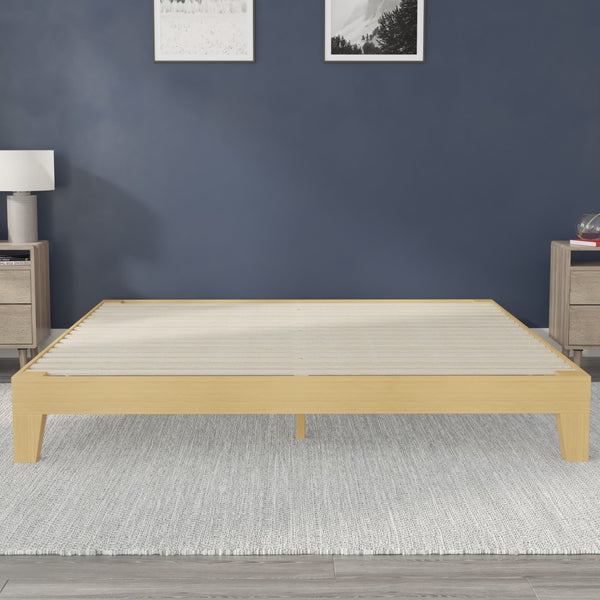 English Elm Evelyn Mid-Century Modern Wood Platform Bed with Sturdy Slats - Easy Assembly & Floor Protection Natural King YKC-1090-K-NAT-GG