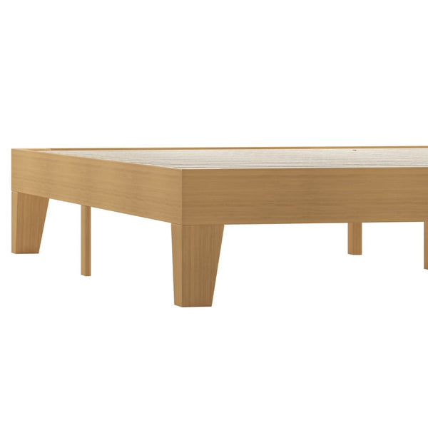 English Elm Evelyn Mid-Century Modern Wood Platform Bed with Sturdy Slats - Easy Assembly & Floor Protection Natural King YKC-1090-K-NAT-GG
