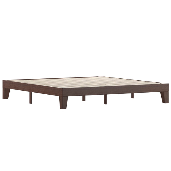 English Elm Evelyn Mid-Century Modern Wood Platform Bed with Sturdy Slats - Easy Assembly & Floor Protection Walnut King YKC-1090-K-WAL-GG