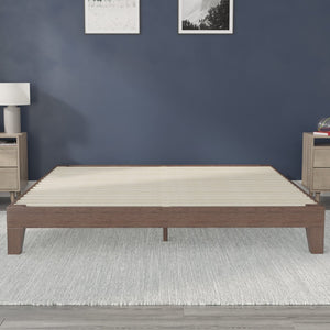 English Elm Evelyn Mid-Century Modern Wood Platform Bed with Sturdy Slats - Easy Assembly & Floor Protection Walnut King YKC-1090-K-WAL-GG