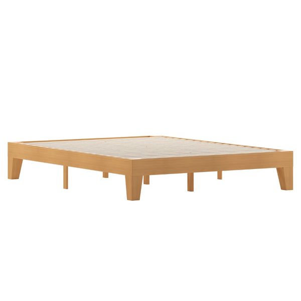 English Elm Evelyn Mid-Century Modern Wood Platform Bed with Sturdy Slats - Easy Assembly & Floor Protection Natural Queen YKC-1090-Q-NAT-GG