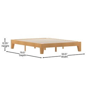 English Elm Evelyn Mid-Century Modern Wood Platform Bed with Sturdy Slats - Easy Assembly & Floor Protection Natural Queen YKC-1090-Q-NAT-GG