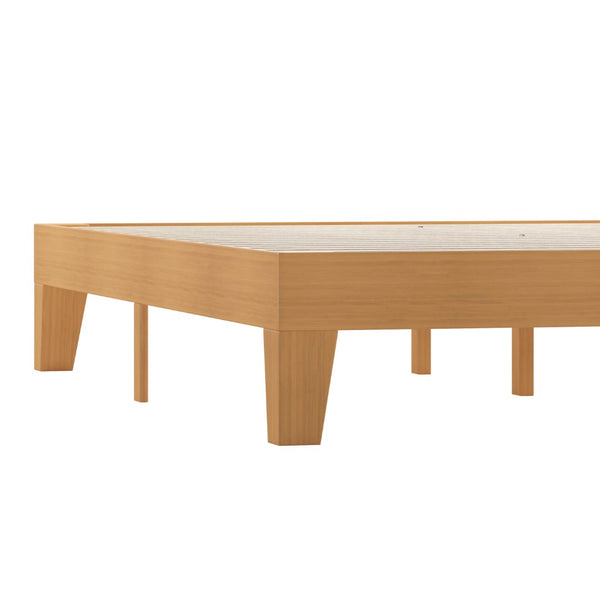English Elm Evelyn Mid-Century Modern Wood Platform Bed with Sturdy Slats - Easy Assembly & Floor Protection Natural Queen YKC-1090-Q-NAT-GG